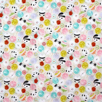 cotton - Panda Poodle Candies fabric Natural
