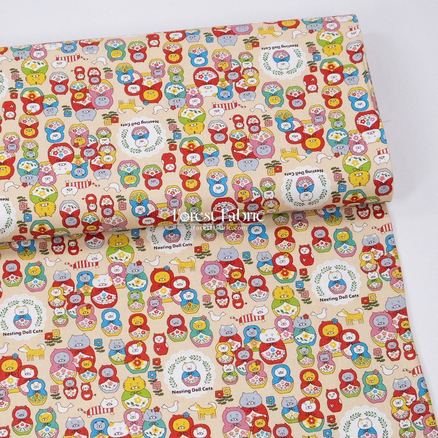 Canvas - The Nesting Doll Cats fabric