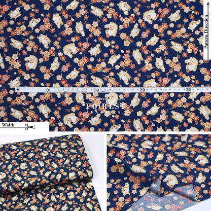 cotton - Plum Blossom Horse with metallic fabric