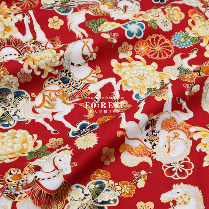 cotton - Blossom Horse with metallic fabric