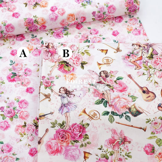 cotton - Petal Flower Fairies Rose fabric