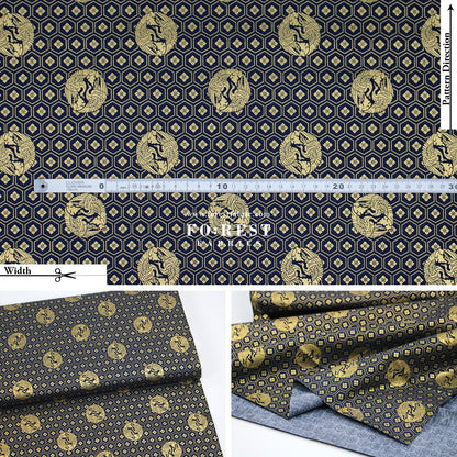 cotton - Crane with metallic fabric