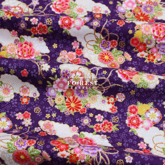 cotton - Decorative Sakura Cloud fabric Purple