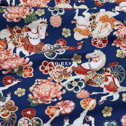 cotton - Blossom Horse with metallic fabric