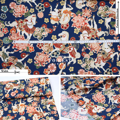 cotton - Blossom Horse with metallic fabric