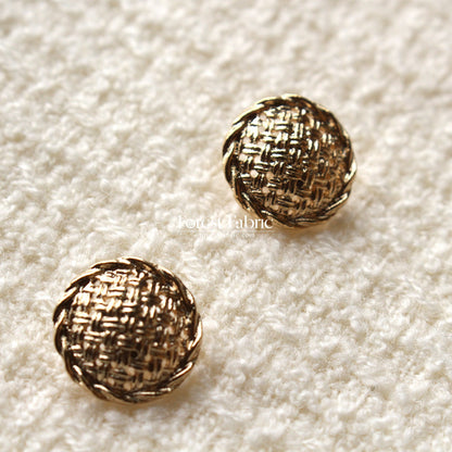 15mm Gold Basket Weave Buttons - FO:REST Fabric 布恩堂Liberty fabrictana lawnjapanese fabricykk zipper