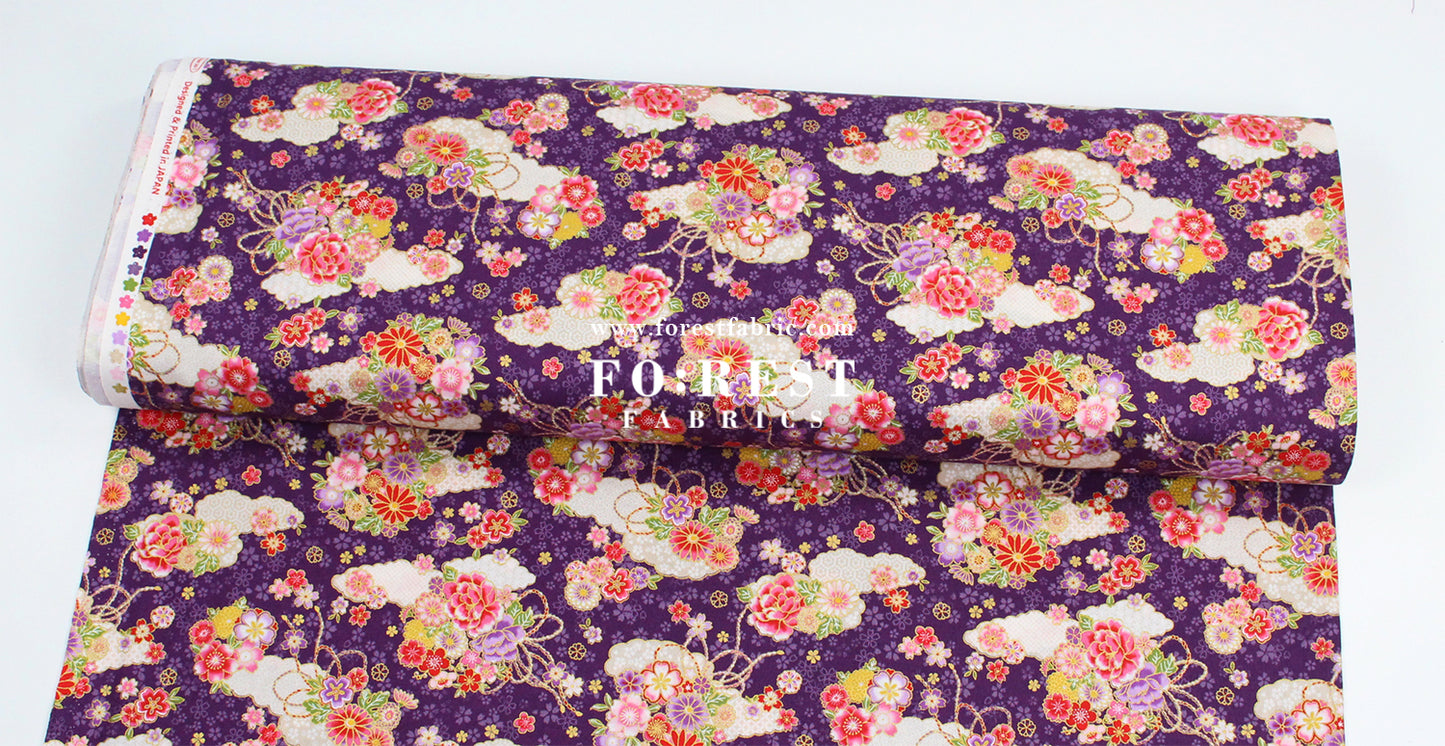 cotton - Decorative Sakura Cloud fabric Purple