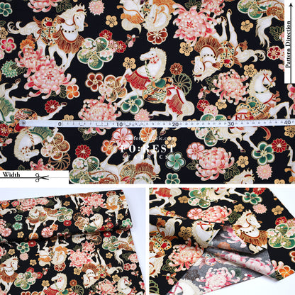 cotton - Blossom Horse with metallic fabric