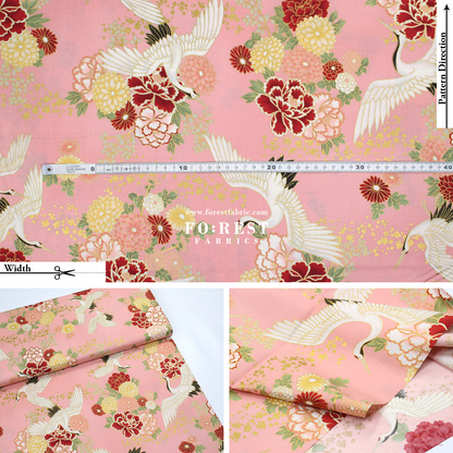 cotton - Crane fabric Pink