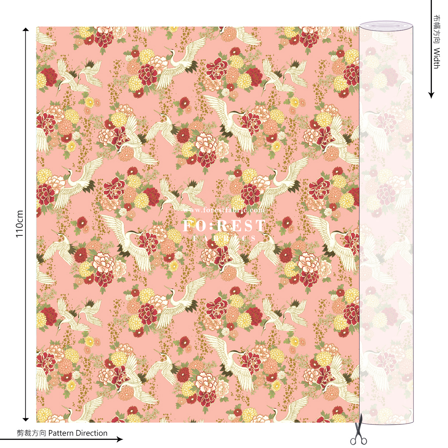 cotton - Crane fabric Pink