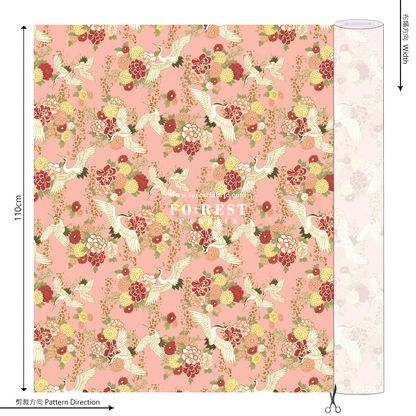 cotton - Crane fabric Pink