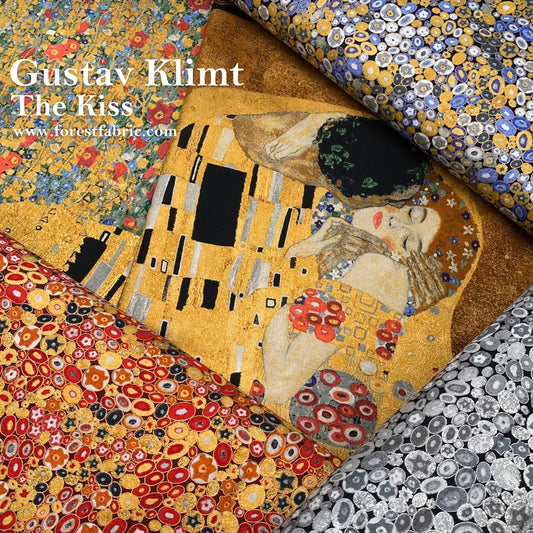 cotton - Gustav Klimt Jewel Ovals Metallic fabric