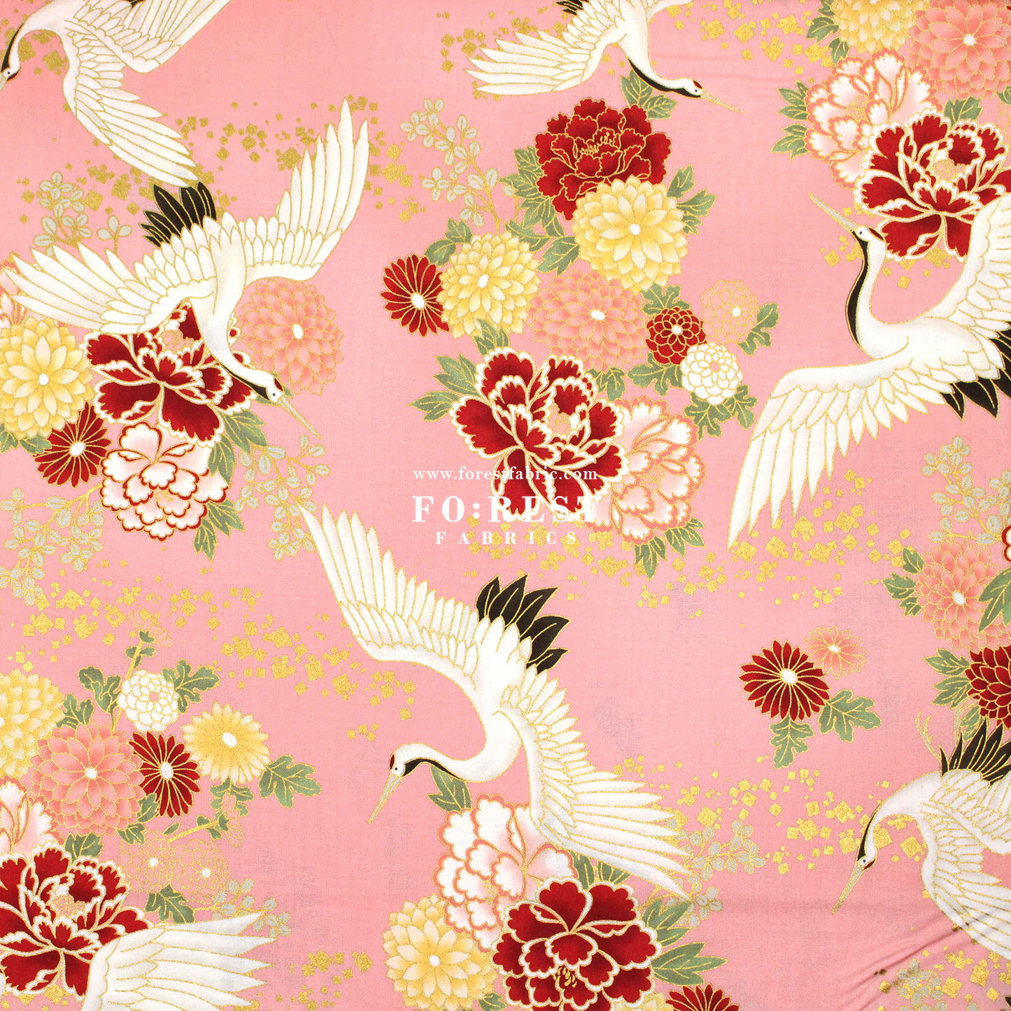 cotton - Crane fabric Pink