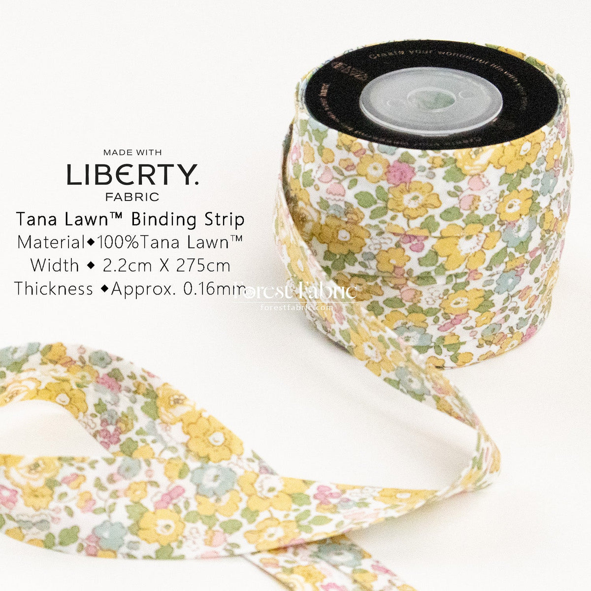 22mm Liberty Tana Lawn Single Fold Bias Binding Tape - Betsy Ann - FO:REST Fabric 布恩堂Liberty fabrictana lawnjapanese fabricykk zipper