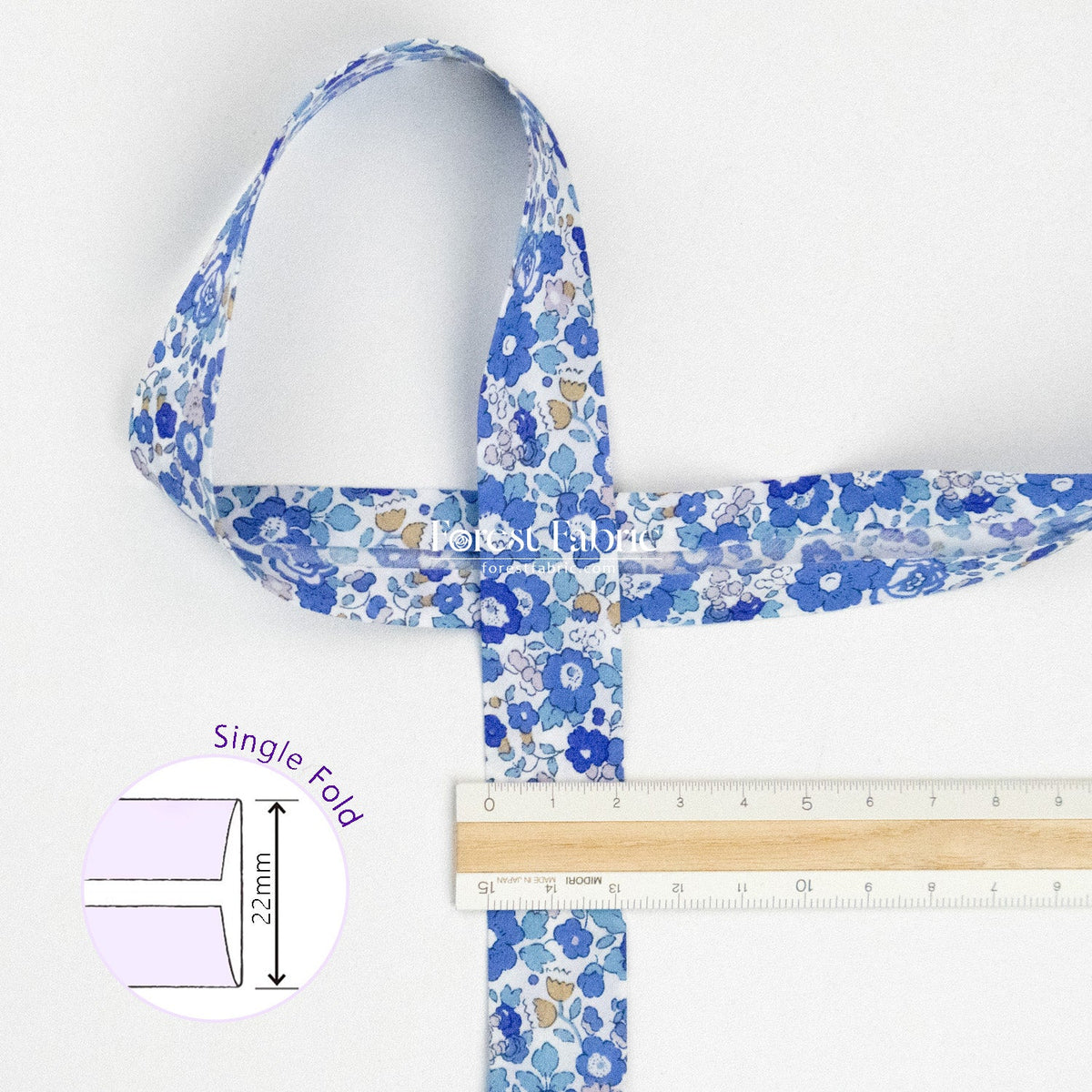 22mm Liberty Tana Lawn Single Fold Bias Binding Tape - Betsy Ann - FO:REST Fabric 布恩堂Liberty fabrictana lawnjapanese fabricykk zipper