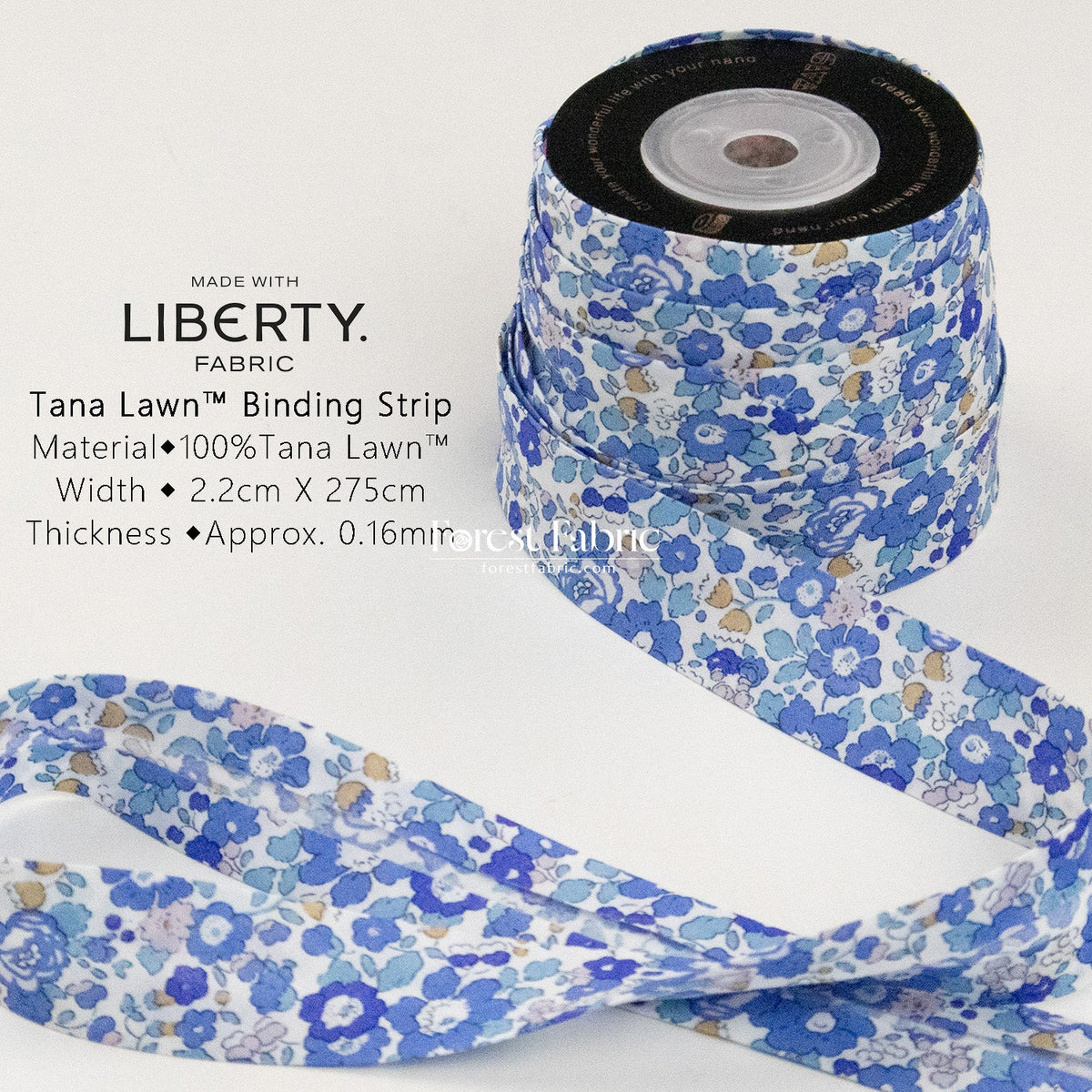 22mm Liberty Tana Lawn Single Fold Bias Binding Tape - Betsy Ann - FO:REST Fabric 布恩堂Liberty fabrictana lawnjapanese fabricykk zipper