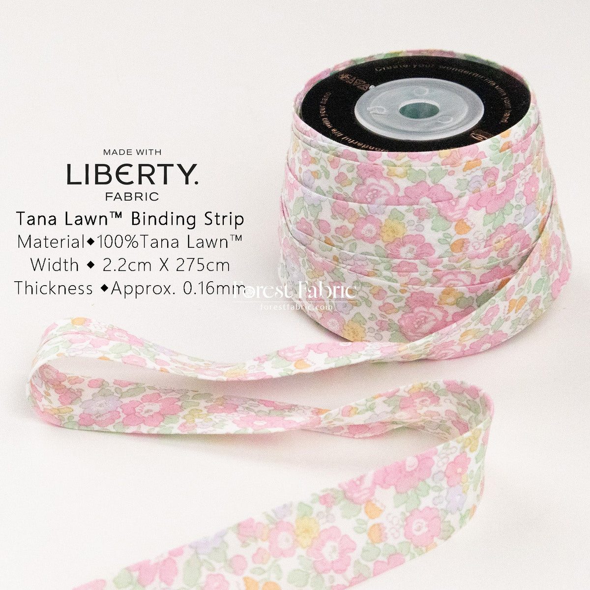 22mm Liberty Tana Lawn Single Fold Bias Binding Tape - Betsy Ann - FO:REST Fabric 布恩堂Liberty fabrictana lawnjapanese fabricykk zipper