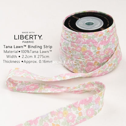 22mm Liberty Tana Lawn Single Fold Bias Binding Tape - Betsy Ann - FO:REST Fabric 布恩堂Liberty fabrictana lawnjapanese fabricykk zipper