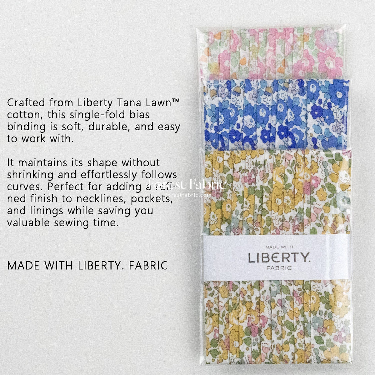 22mm Liberty Tana Lawn Single Fold Bias Binding Tape - Betsy Ann - FO:REST Fabric 布恩堂Liberty fabrictana lawnjapanese fabricykk zipper