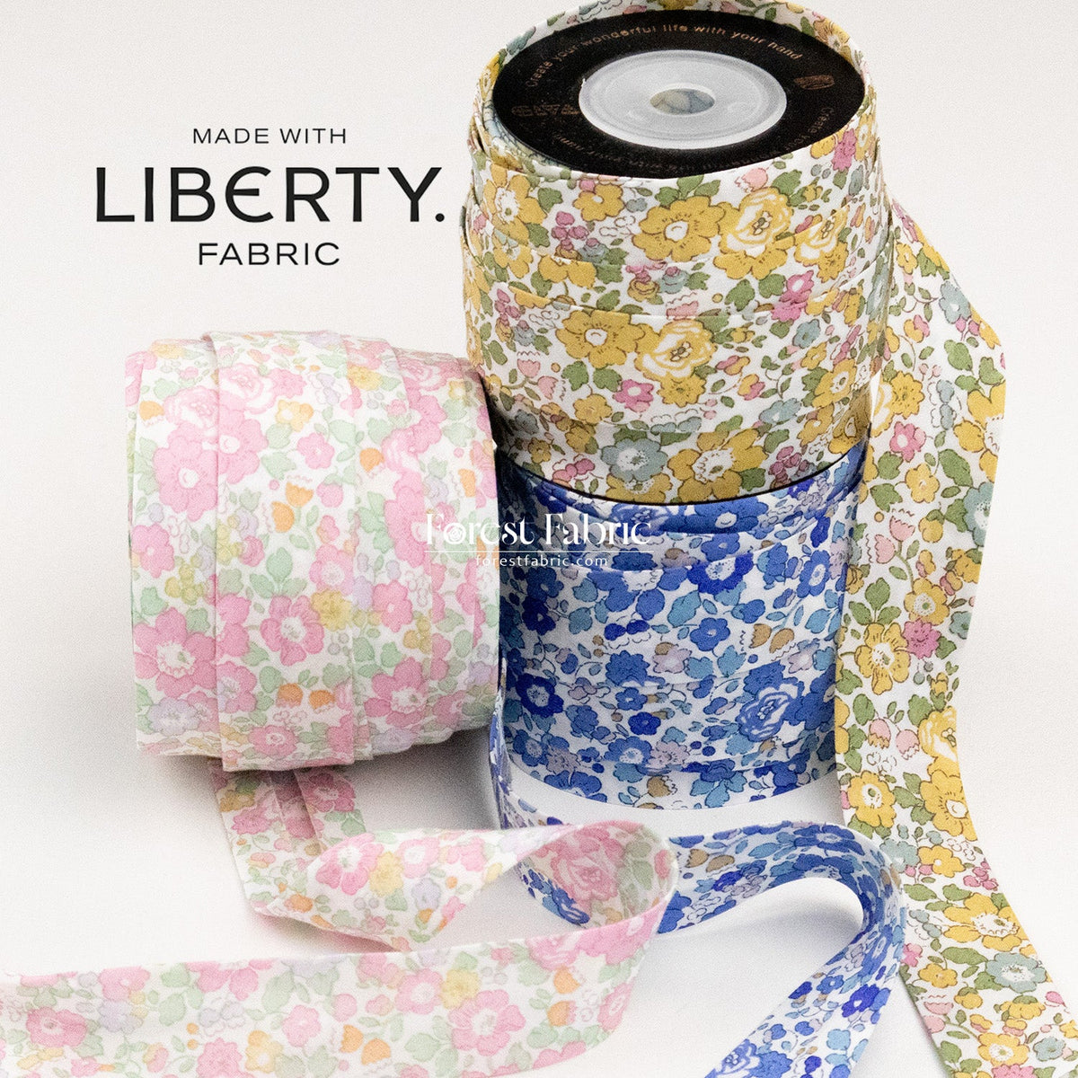 22mm Liberty Tana Lawn Single Fold Bias Binding Tape - Betsy Ann - FO:REST Fabric 布恩堂Liberty fabrictana lawnjapanese fabricykk zipper