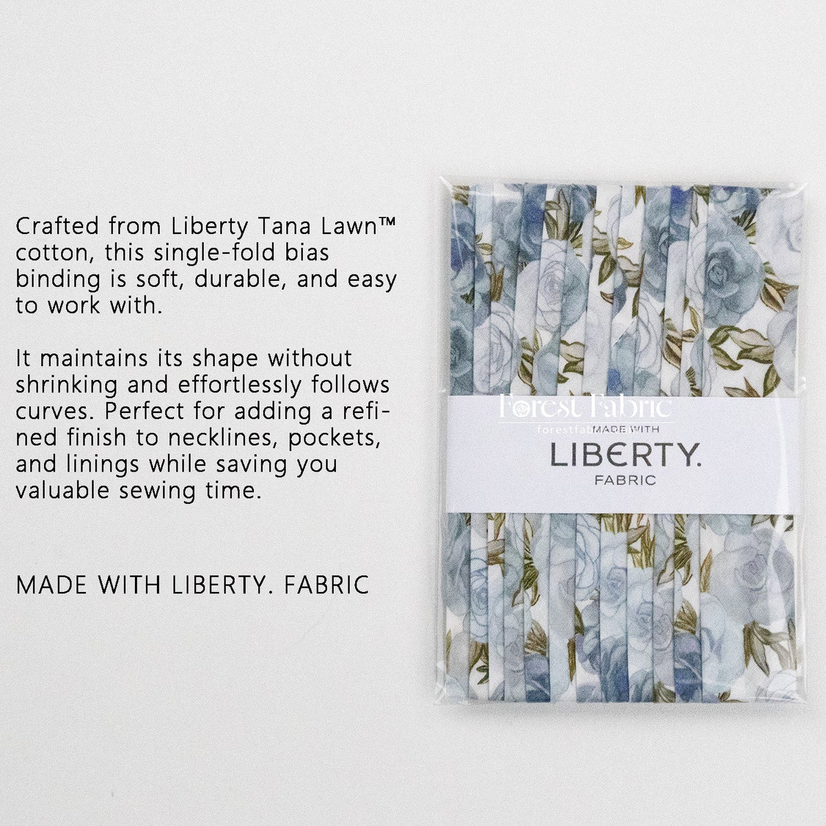 22mm Liberty Tana Lawn Single Fold Bias Binding Tape - Coven - FO:REST Fabric 布恩堂Liberty fabrictana lawnjapanese fabricykk zipper