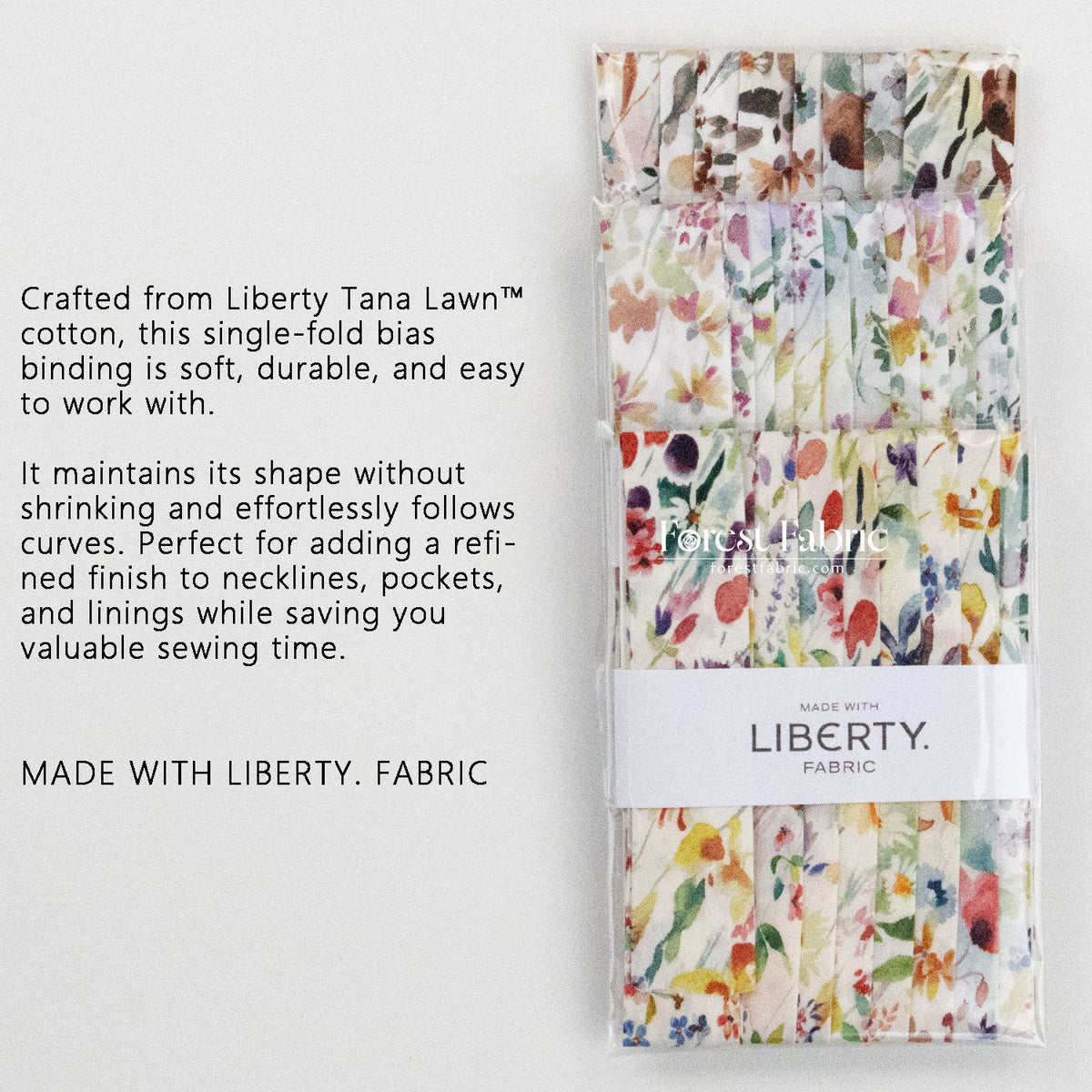 22mm Liberty Tana Lawn Single Fold Bias Binding Tape - Felda - FO:REST Fabric 布恩堂Liberty fabrictana lawnjapanese fabricykk zipper