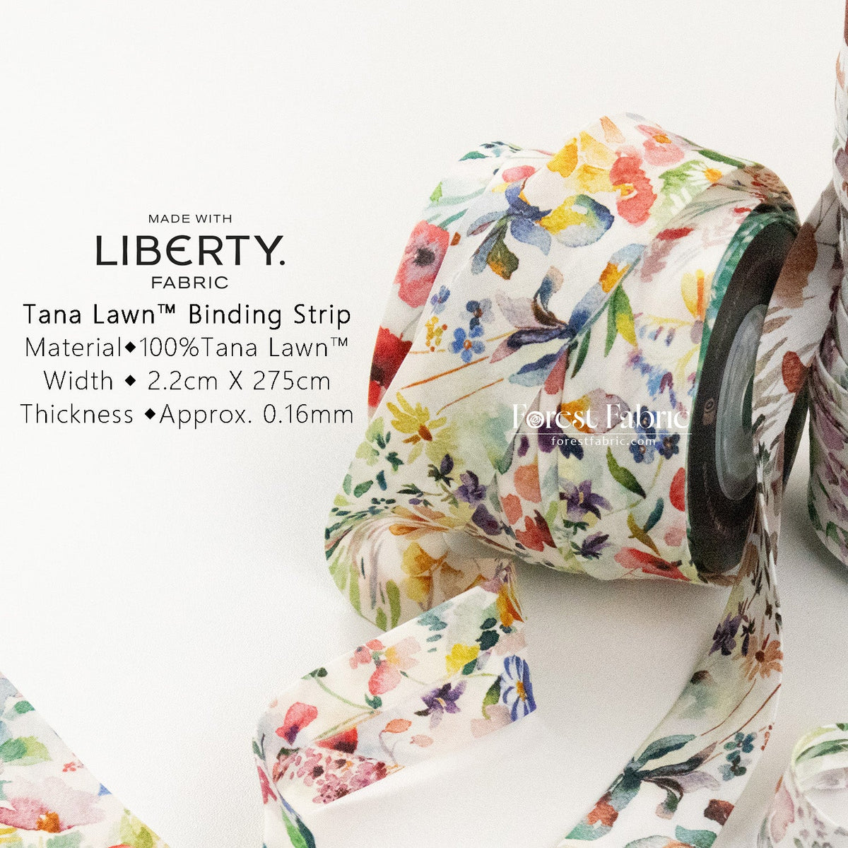 22mm Liberty Tana Lawn Single Fold Bias Binding Tape - Felda - FO:REST Fabric 布恩堂Liberty fabrictana lawnjapanese fabricykk zipper