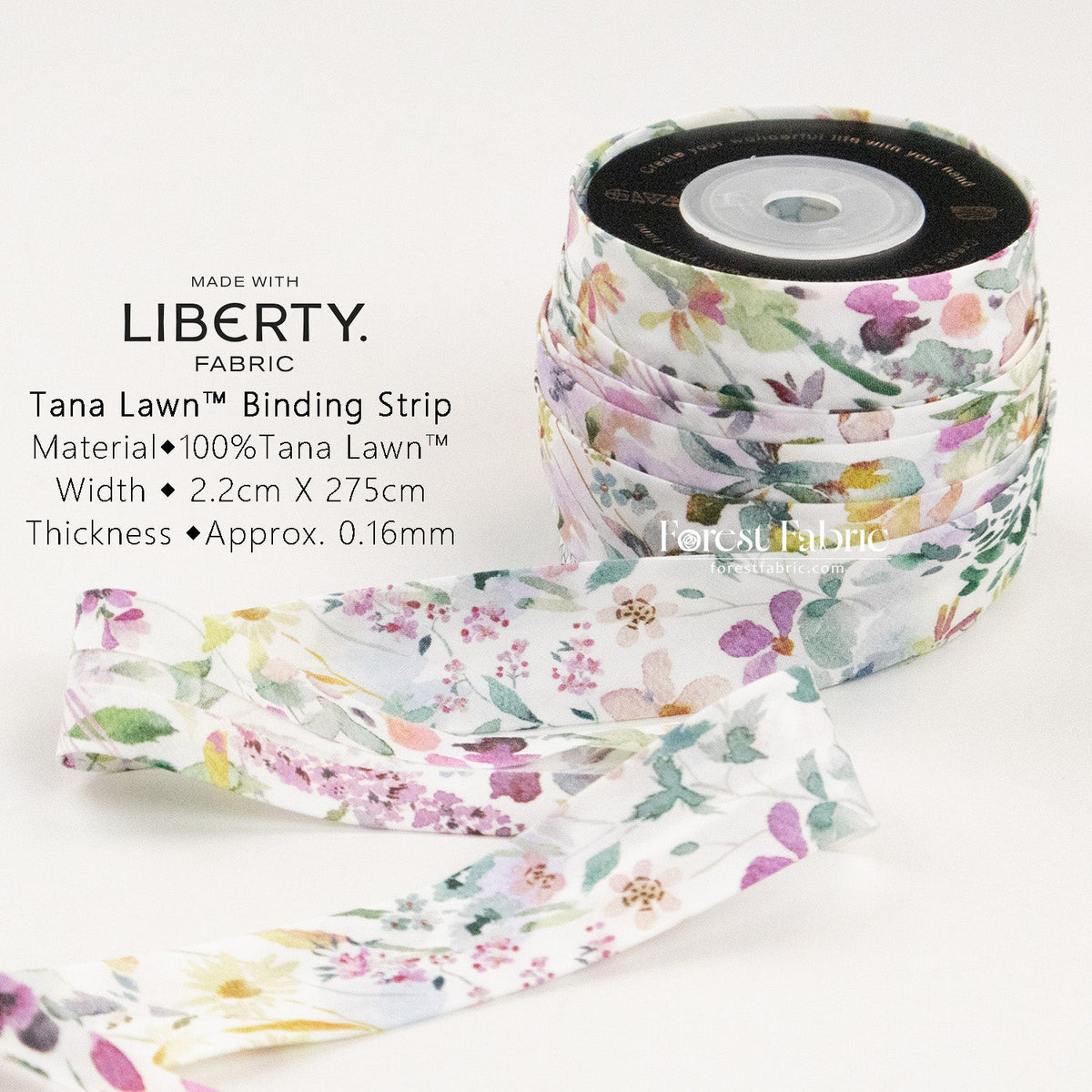 22mm Liberty Tana Lawn Single Fold Bias Binding Tape - Felda - FO:REST Fabric 布恩堂Liberty fabrictana lawnjapanese fabricykk zipper