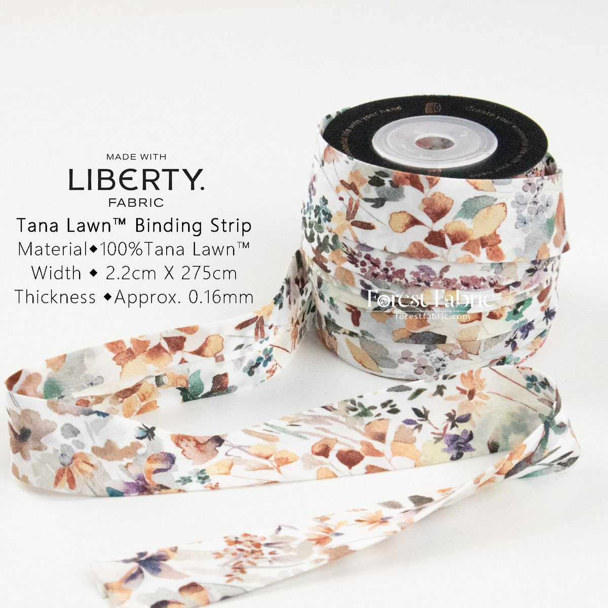 22mm Liberty Tana Lawn Single Fold Bias Binding Tape - Felda - FO:REST Fabric 布恩堂Liberty fabrictana lawnjapanese fabricykk zipper
