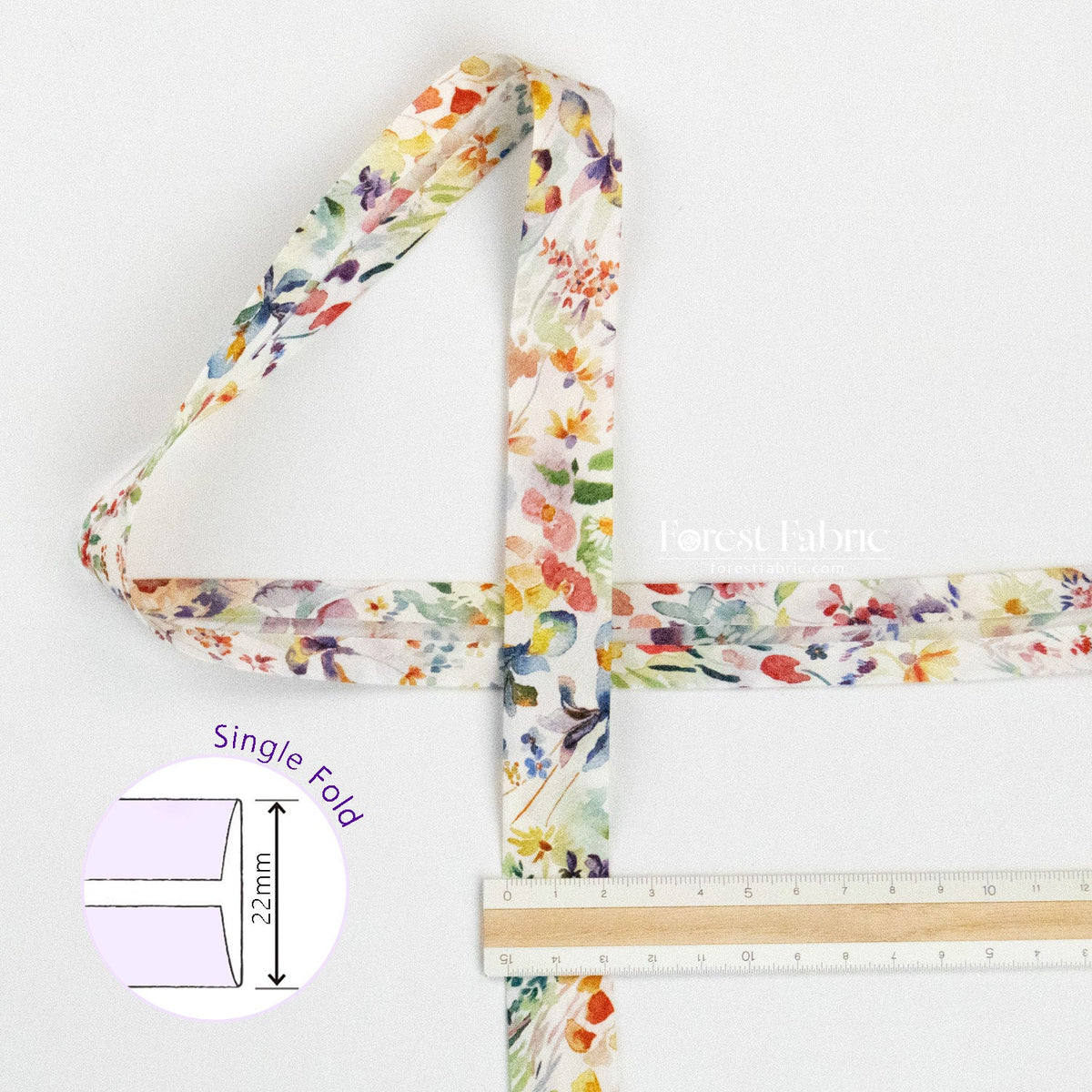 22mm Liberty Tana Lawn Single Fold Bias Binding Tape - Felda - FO:REST Fabric 布恩堂Liberty fabrictana lawnjapanese fabricykk zipper