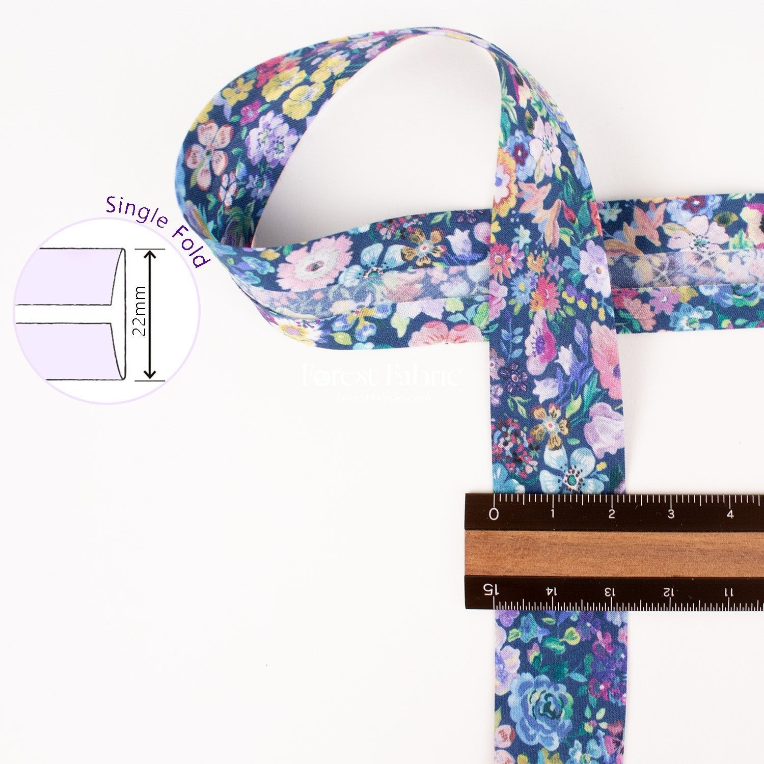 22mm Liberty Tana Lawn Single Fold Bias Binding Tape - Garden - FO:REST Fabric 布恩堂Liberty fabrictana lawnjapanese fabricykk zipper