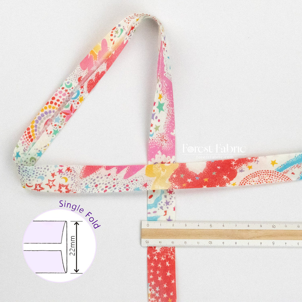 22mm Liberty Tana Lawn Single Fold Bias Binding Tape - Milky Way - FO:REST Fabric 布恩堂Liberty fabrictana lawnjapanese fabricykk zipper