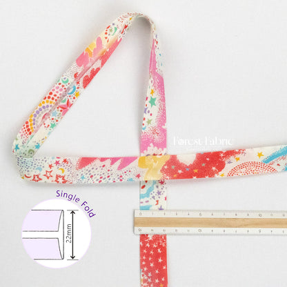 22mm Liberty Tana Lawn Single Fold Bias Binding Tape - Milky Way - FO:REST Fabric 布恩堂Liberty fabrictana lawnjapanese fabricykk zipper