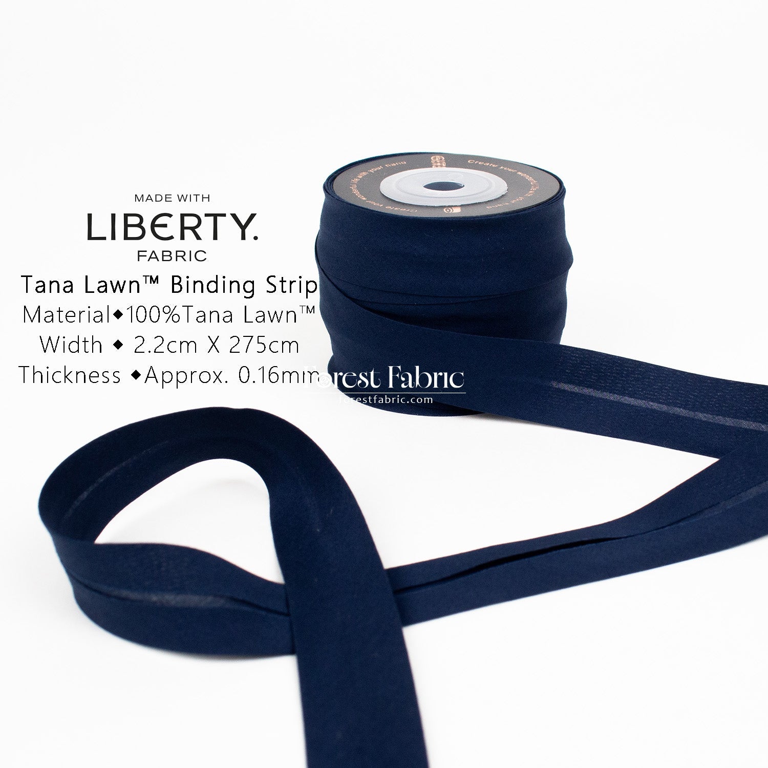 22mm Liberty Tana Lawn Single Fold Bias Binding Tape - solid - FO:REST Fabric 布恩堂Liberty fabrictana lawnjapanese fabricykk zipper