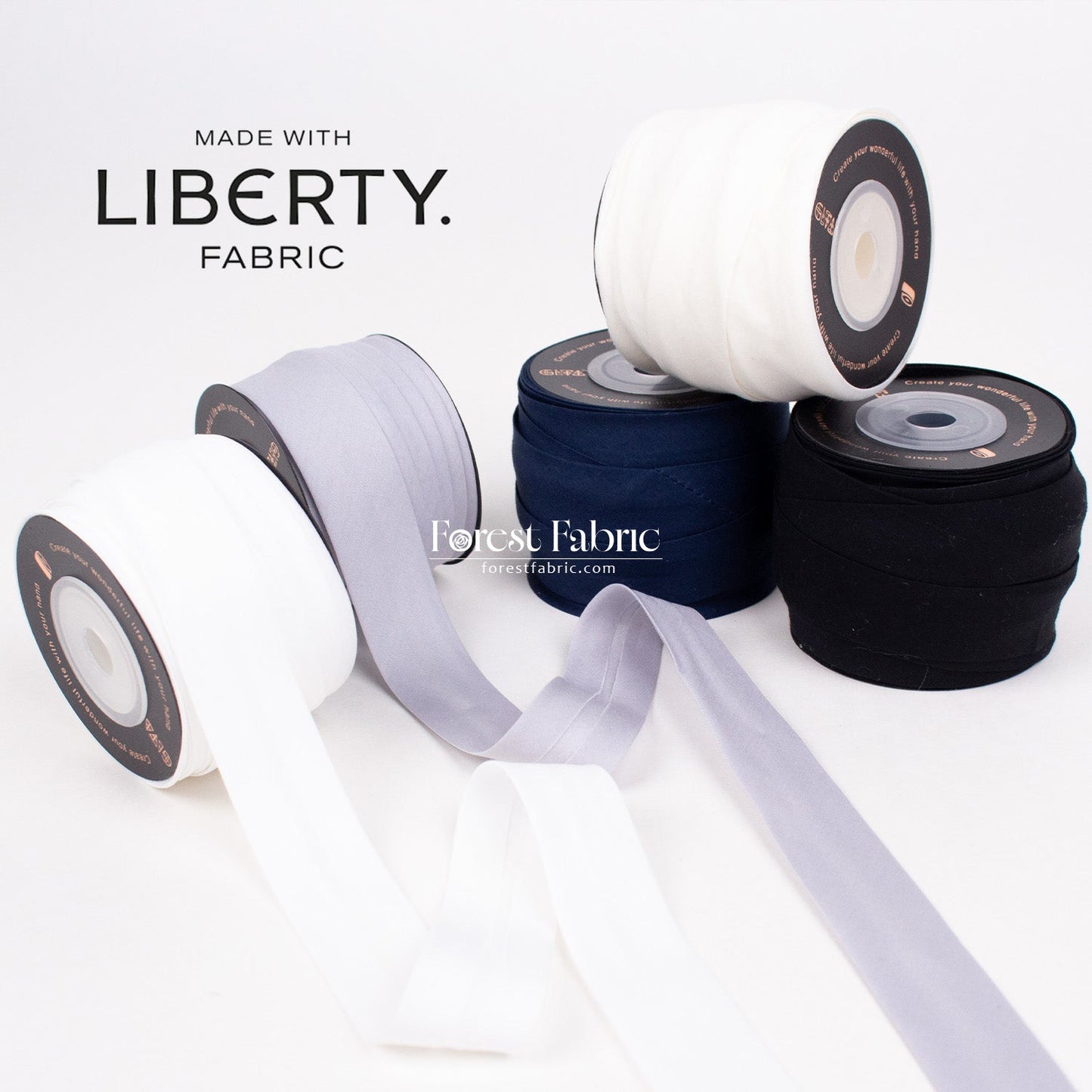 22mm Liberty Tana Lawn Single Fold Bias Binding Tape - solid - FO:REST Fabric 布恩堂Liberty fabrictana lawnjapanese fabricykk zipper