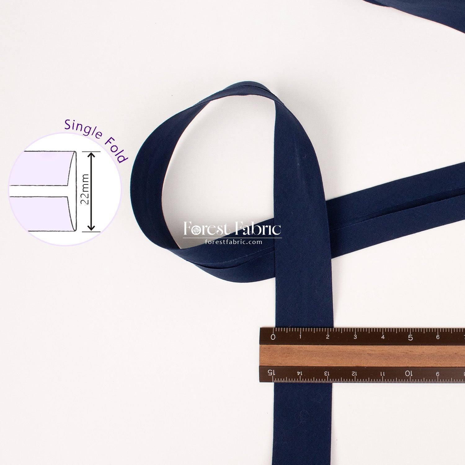 22mm Liberty Tana Lawn Single Fold Bias Binding Tape - solid - FO:REST Fabric 布恩堂Liberty fabrictana lawnjapanese fabricykk zipper