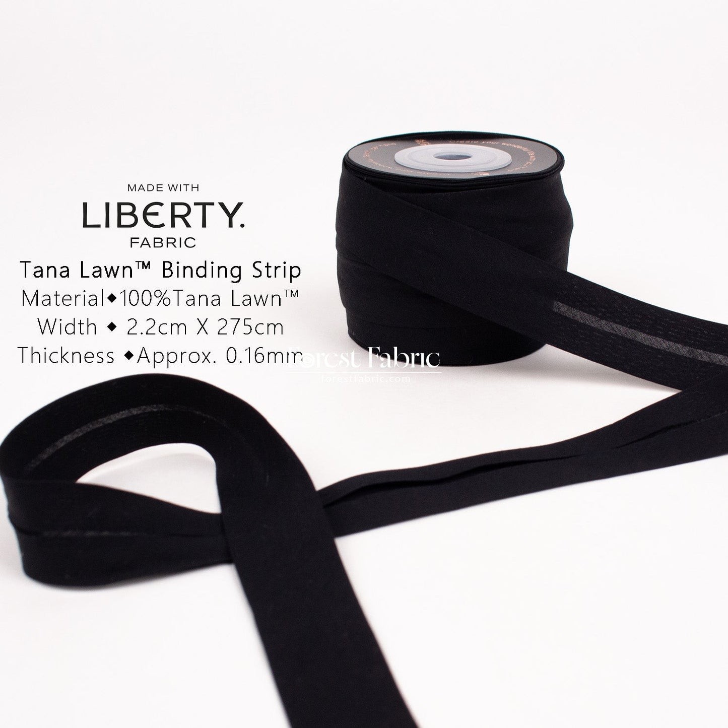 22mm Liberty Tana Lawn Single Fold Bias Binding Tape - solid - FO:REST Fabric 布恩堂Liberty fabrictana lawnjapanese fabricykk zipper
