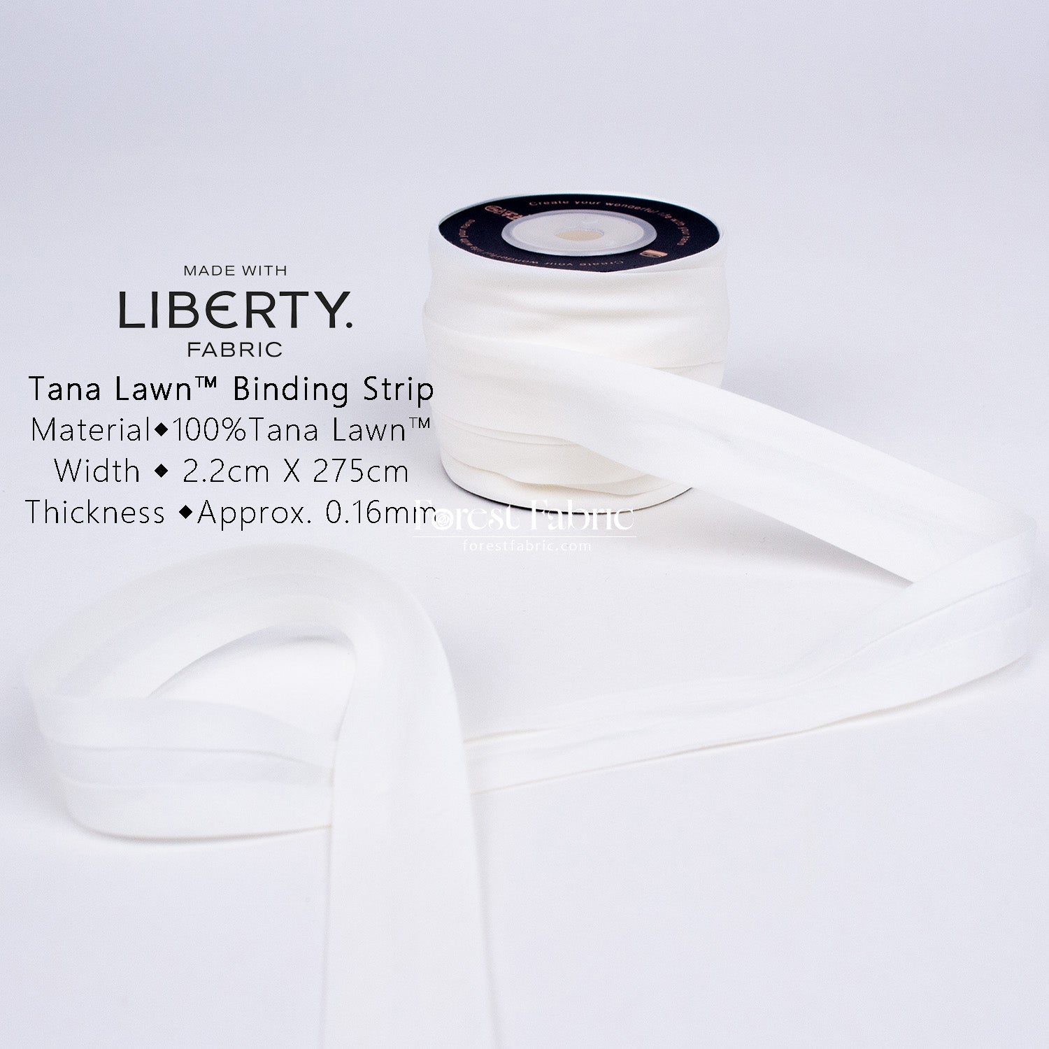 22mm Liberty Tana Lawn Single Fold Bias Binding Tape - solid - FO:REST Fabric 布恩堂Liberty fabrictana lawnjapanese fabricykk zipper