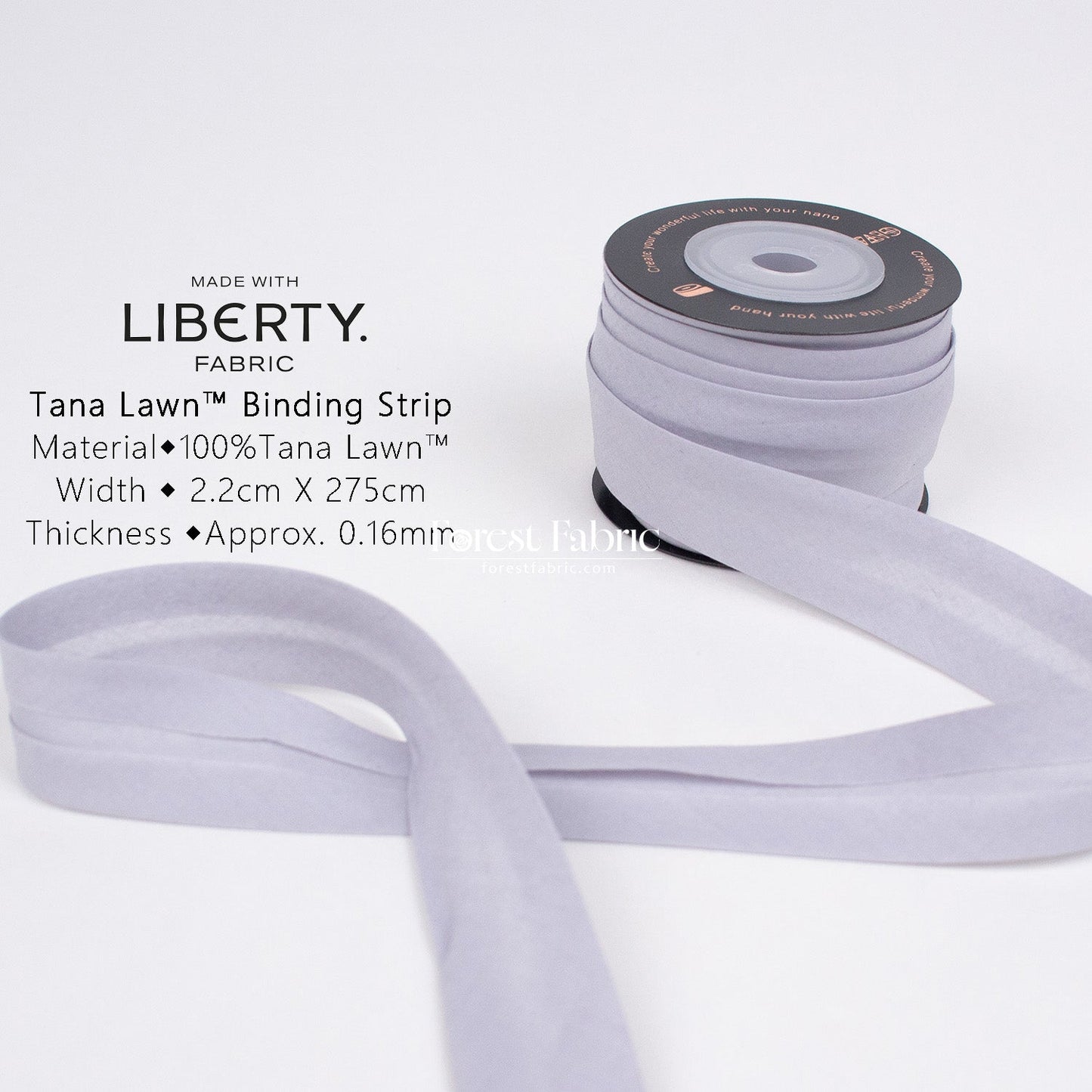 22mm Liberty Tana Lawn Single Fold Bias Binding Tape - solid - FO:REST Fabric 布恩堂Liberty fabrictana lawnjapanese fabricykk zipper