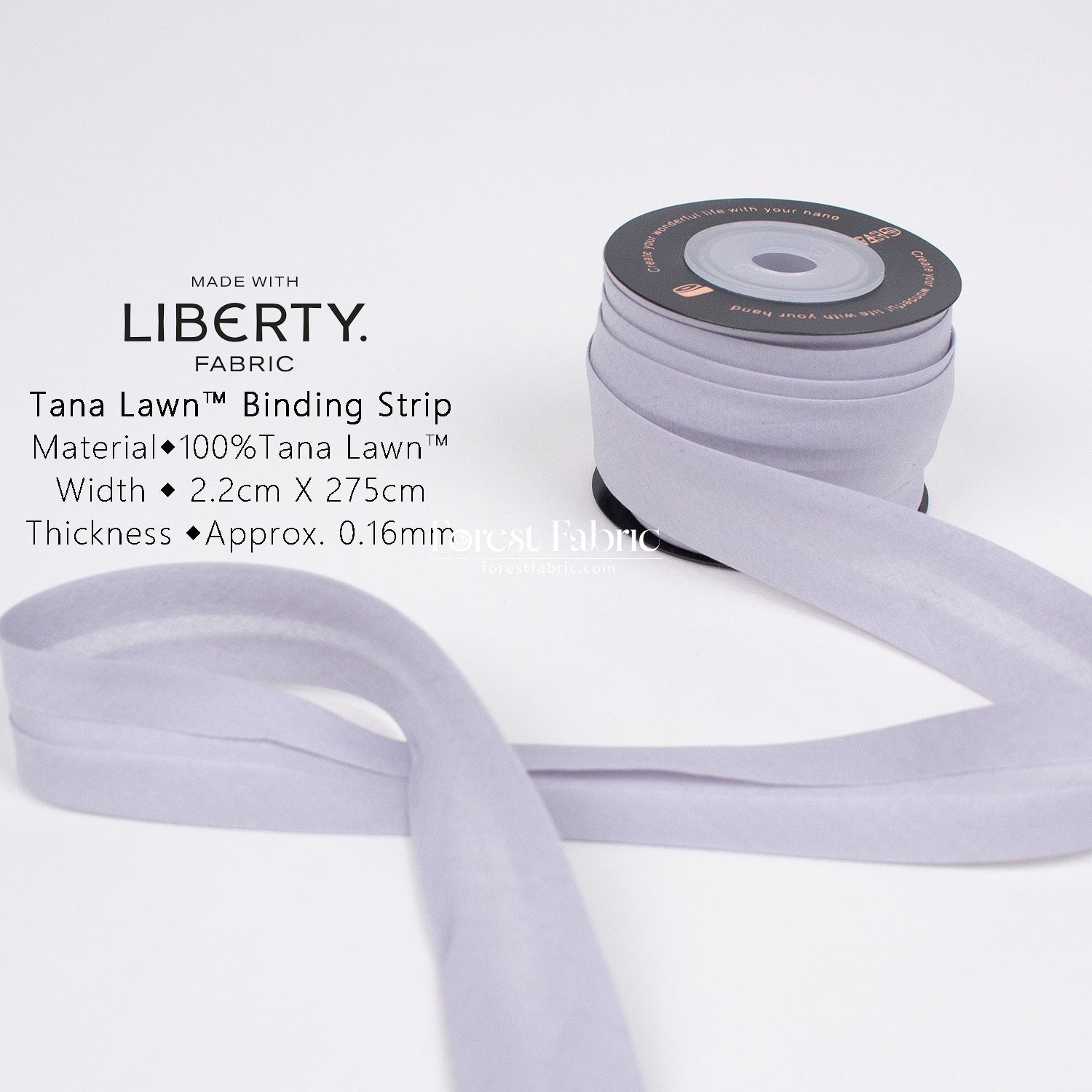 22mm Liberty Tana Lawn Single Fold Bias Binding Tape - solid - FO:REST Fabric 布恩堂Liberty fabrictana lawnjapanese fabricykk zipper
