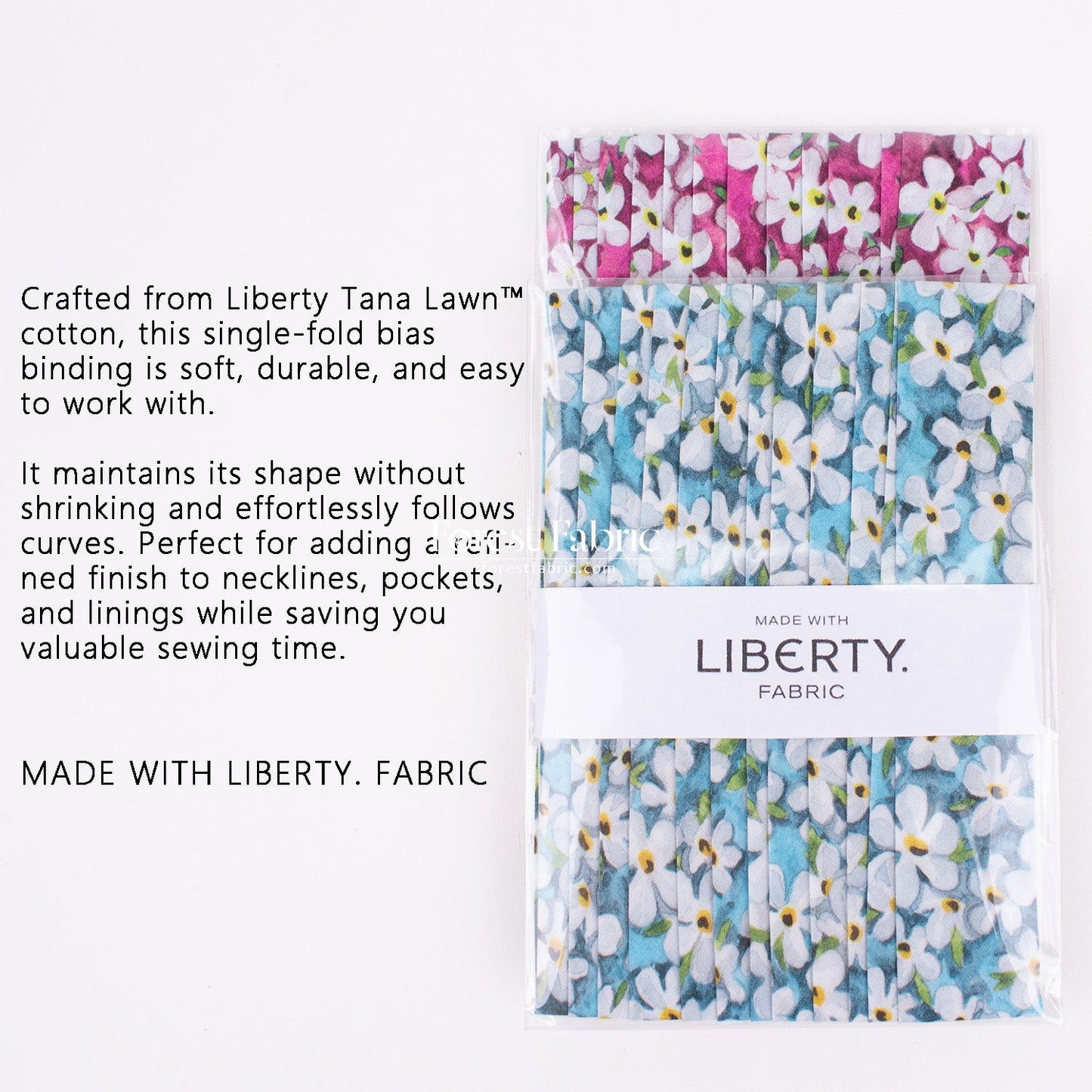 22mm Liberty Tana Lawn Single Fold Bias Binding Tape - wish - FO:REST Fabric 布恩堂Liberty fabrictana lawnjapanese fabricykk zipper