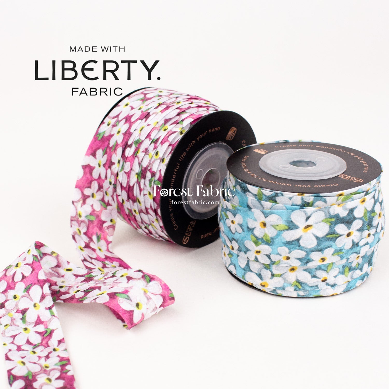 22mm Liberty Tana Lawn Single Fold Bias Binding Tape - wish - FO:REST Fabric 布恩堂Liberty fabrictana lawnjapanese fabricykk zipper
