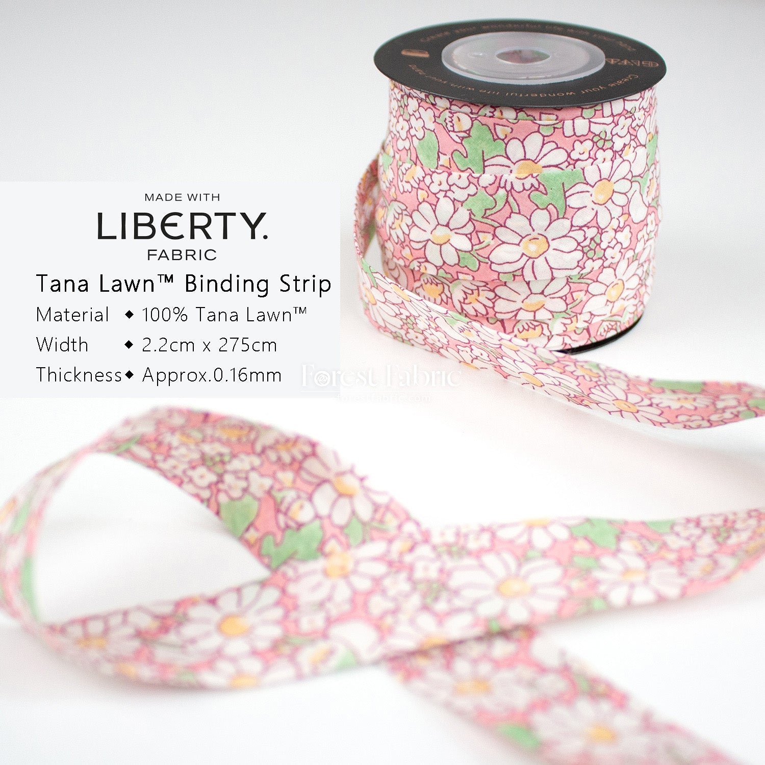 22mm Liberty Tana Lawn Single Fold Bias Binding Tape - FO:REST Fabric 布恩堂Liberty fabrictana lawnjapanese fabricykk zipper