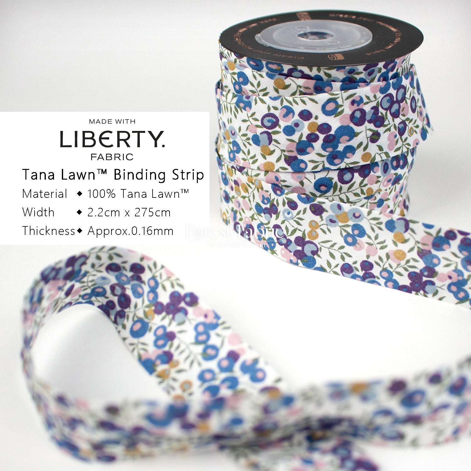22mm Liberty Tana Lawn Single Fold Bias Binding Tape - FO:REST Fabric 布恩堂Liberty fabrictana lawnjapanese fabricykk zipper