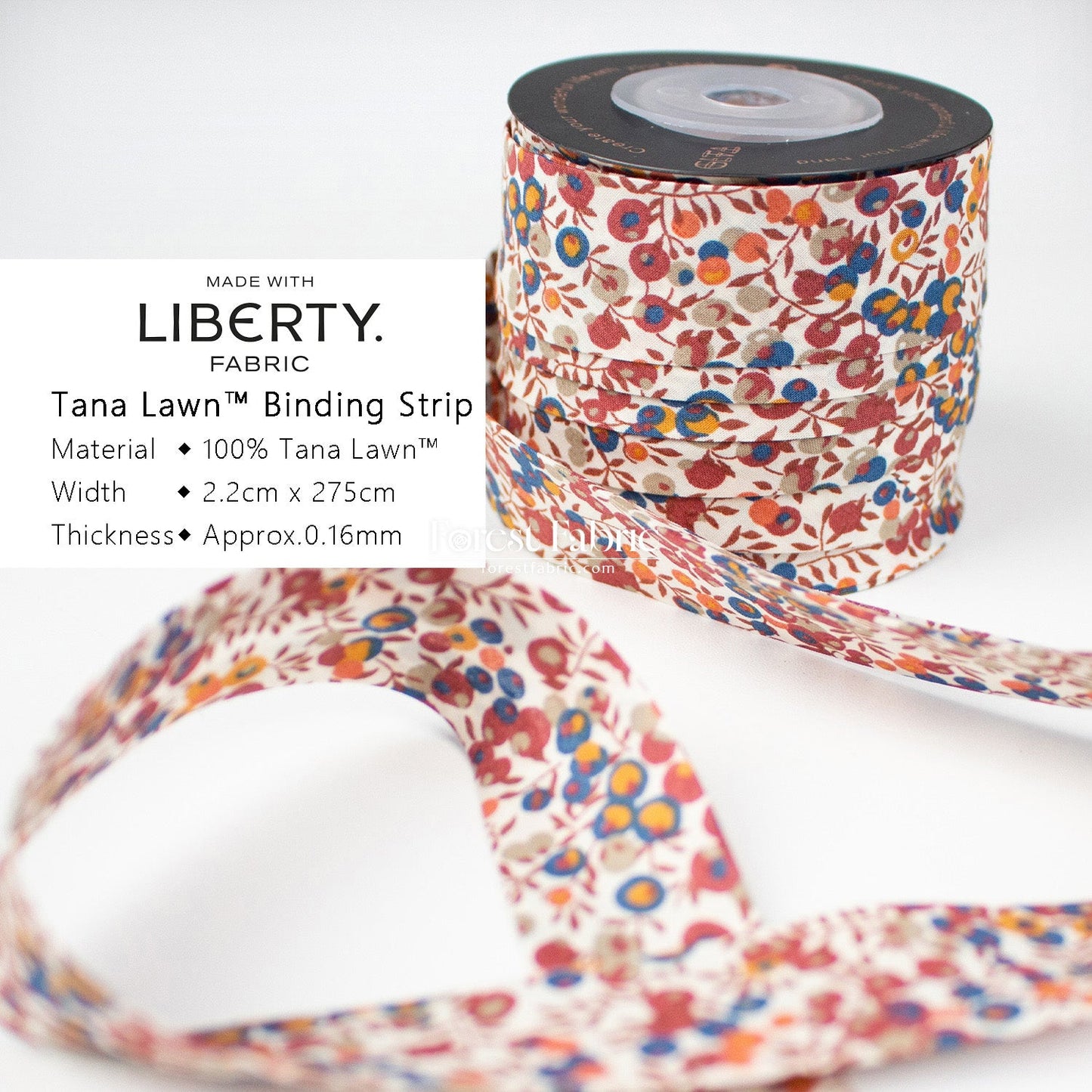 22mm Liberty Tana Lawn Single Fold Bias Binding Tape - FO:REST Fabric 布恩堂Liberty fabrictana lawnjapanese fabricykk zipper