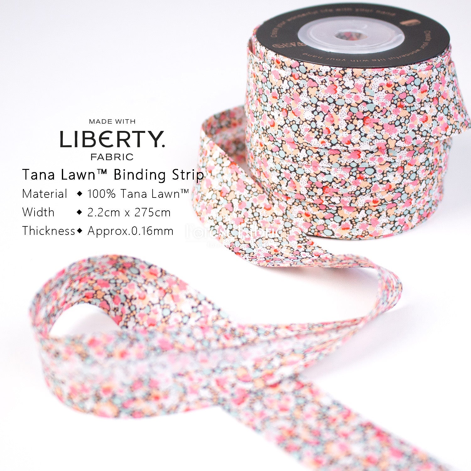 22mm Liberty Tana Lawn Single Fold Bias Binding Tape - FO:REST Fabric 布恩堂Liberty fabrictana lawnjapanese fabricykk zipper