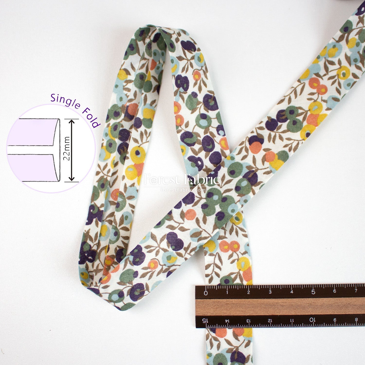 22mm Liberty Tana Lawn Single Fold Bias Binding Tape - FO:REST Fabric 布恩堂Liberty fabrictana lawnjapanese fabricykk zipper