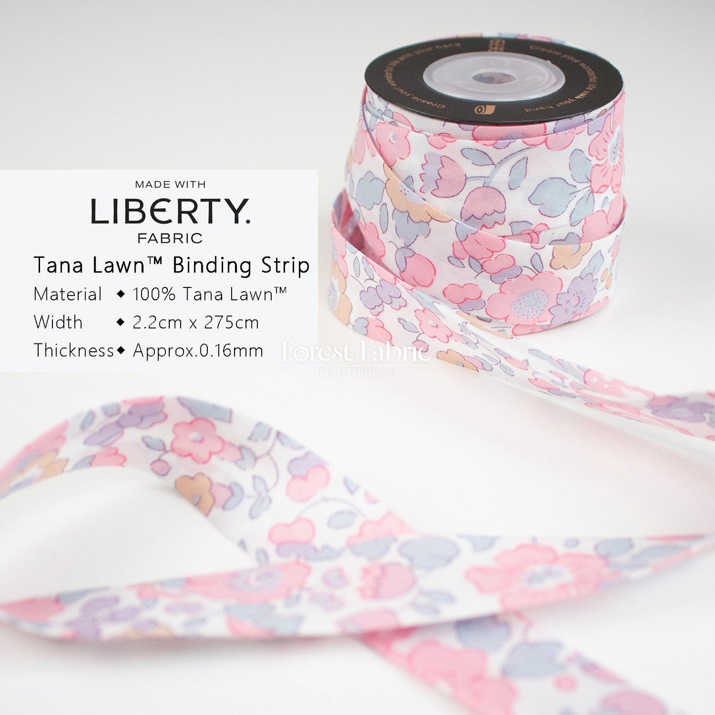 22mm Liberty Tana Lawn Single Fold Bias Binding Tape - FO:REST Fabric 布恩堂Liberty fabrictana lawnjapanese fabricykk zipper