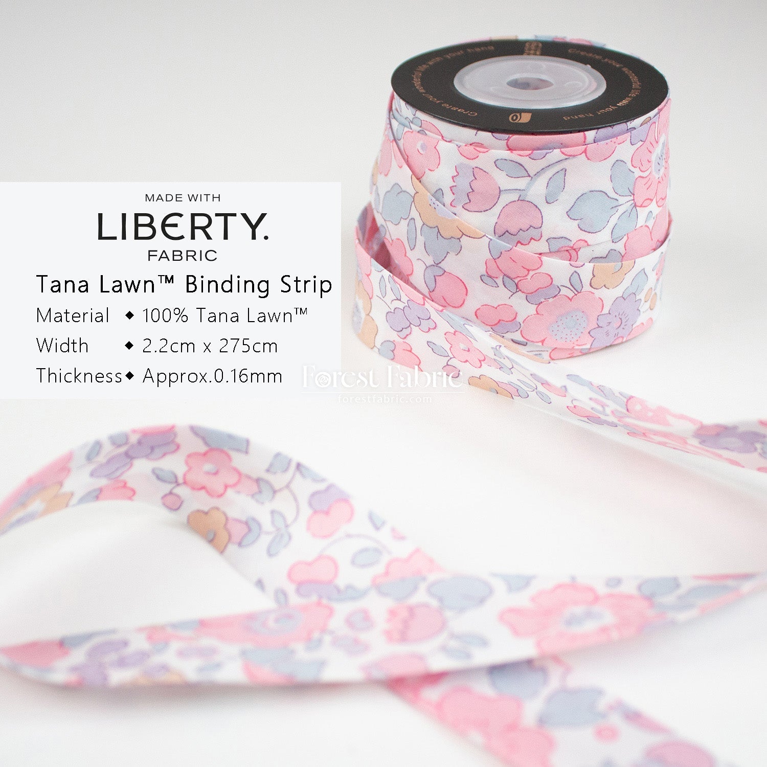 22mm Liberty Tana Lawn Single Fold Bias Binding Tape - FO:REST Fabric 布恩堂Liberty fabrictana lawnjapanese fabricykk zipper