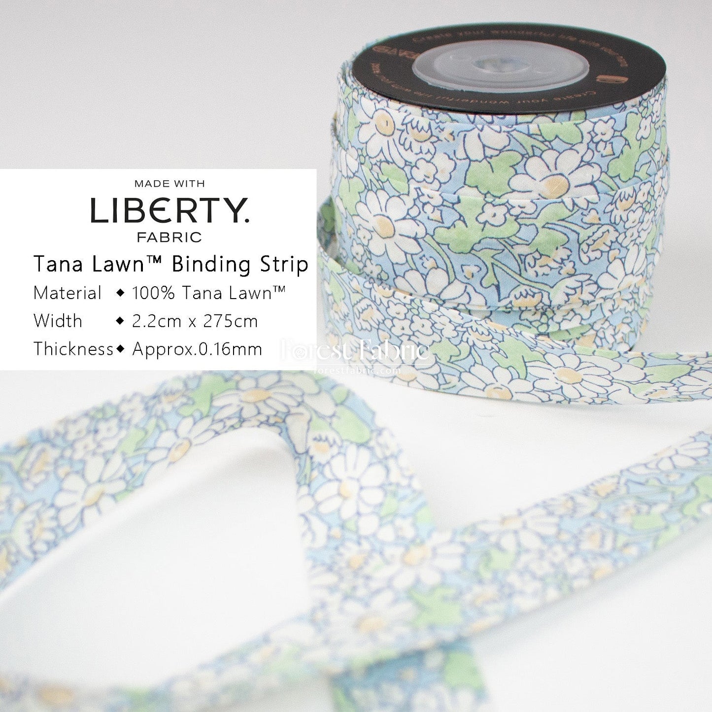 22mm Liberty Tana Lawn Single Fold Bias Binding Tape - FO:REST Fabric 布恩堂Liberty fabrictana lawnjapanese fabricykk zipper